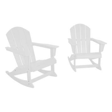 Westintrends 2 PCS Outdoor Patio Porch Rocking Adirondack Chairs Seat, White