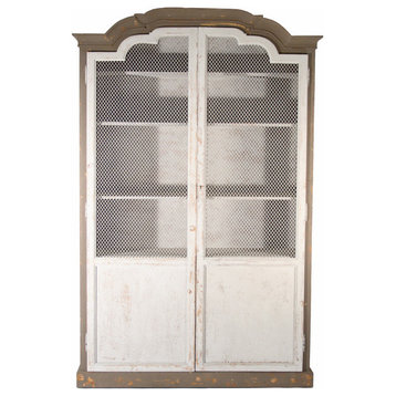 Tonny Cabinet, Distressed Brown With Antique Off-White Doors