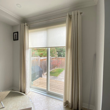 Roller Blinds Combined with Drapery Oakville