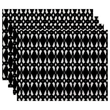 18"x14" Geo-Craze, Geometric Print Placemat, Brown, Set of 4