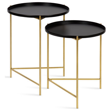 Ulani Round Metal Accent Tables, Black