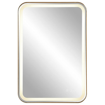 Uttermost Crofton-Lighted Brass Vanity Mirror