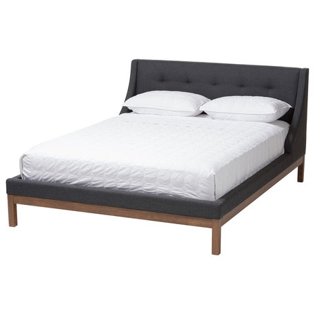 Louvain Walnut Platform Bed, Dark Gray, Queen