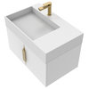 Amazon 30" Left Wall Mounted Bathroom Vanity Set, White, White Top, Gold Handles