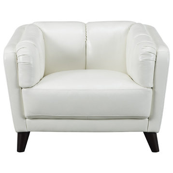 Frances Leather Craft Chair, Ivory White