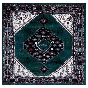 Safavieh Vintage Hamadan Vth202Y Rug, Green and Black, 6'7"x6'7" Square