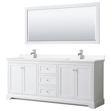 Wyndham Collection WCV232380D-VCA-M70 Avery 80" - White / White Cultured Marble