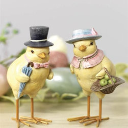 Chick Couple with Hats - Holiday Accents And Figurines
