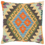 Bareens Designer Rugs - Southwestern Turkish Marhta Hand Woven Kilim Throw Pillow - Embellish your home with this timeless casual chic handmade Southwestern Kilim throw pillow covers made with and cotton. Constructed on a loom by Nomad Turkman people with hand spun and Natural Vegetable dyes these beautiful Kilim pillow covers are known for their beautiful repetitive geometrical, naturalistic floral and traditional patterns yet still giving it a moden look. Masterfully artisan-crafted on traditional Kilim looms with a contemporary fashion palette producing bold intricate sharp patterns making them a standout piece in any decor.