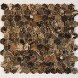 Bestview Stone Mosaic Hexagon 1" Polished Spanish Dark Emperador 203069 - Tile