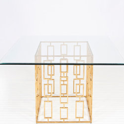 Worlds Away Jackson Gold Leaf Square Dining Table Base Only - Table Tops And Bases
