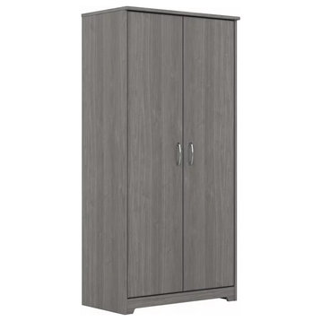 Transitional Storage Cabinet, Wooden Frame With Adjustable Shelves, Modern Gray