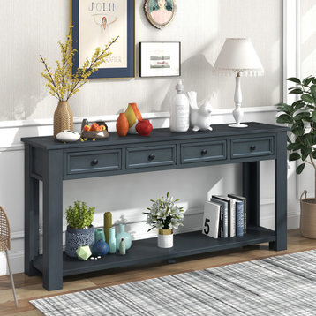 Console Table/Sofa Table with Storage Drawers  for Entryway Hallway, Navy