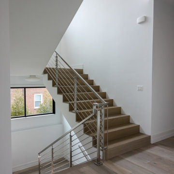75_Modern Stairway: White Oak & Stainless Steel Balustrade, McLean VA 22101