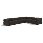 Meridian Furniture - Ames Boucle Fabric L-Shaped Modular Sectional, Brown, 6-Piece: 3 Armless Chair, 3 Corner Chair - Introduce a touch of modern sophistication to your living area with the exquisite Ames Boucle Fabric Sectional. With plush brown boucle fabric and unique design, it will elevate the visual appeal of your living space. This elegant and captivating sectional can be mixed and matched with other pieces from the collection to create an endless array of stunning looks. So, get ready to transform your living area into an inviting and stylish haven with the Ames Boucle Fabric Sectional.