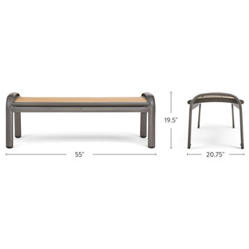 Harper All-Weather Aluminum, Poly-Resin 55" Dining Bench