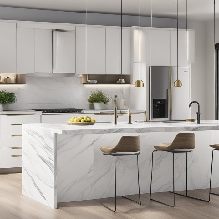 A white marble kitchen