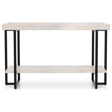 Furniture of America Humere Wood 1-Shelf Console Table in Antique White