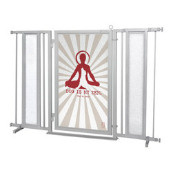 Fusion Gates - Fusion Gate with Dog Is My Zen Design, Satin Nickel, 52"-60" - Dog Gates