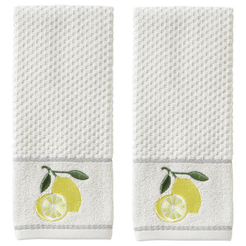SKL Home Lemon Zest Hand Towel, 2Pack, White