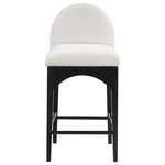 Meridian Furniture - Waldorf Chenille Upholstered Stool, Black, Chenille, Natural Finish, Cream, Chenille Fabric, Black Finish - The Waldorf Chenille Fabric Counter stool exudes elegance and comfort. Crafted with solid ash wood, this stool boasts a sturdy and durable construction. The black finished legs provide a sleek and welcoming touch to the overall design. The plush cream chenille fabric on the seat and backrest of the stool offers a soft and cozy seating experience, making it an ideal choice for long dinner conversations with family and friends.