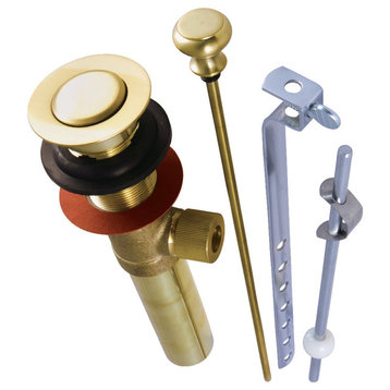 Kingston Brass Pop-Up Drain With Overflow, Brushed Brass