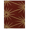 Hand Tufted Wool Area Rug Floral Red Gold