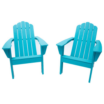 Marina Poly Outdoor Patio Adirondack Chair, Set of 2, Aruba Blue