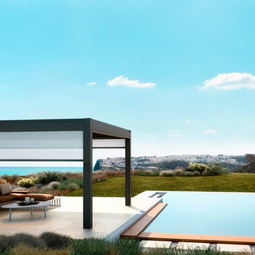 Pergola retractable fabric roof awnings