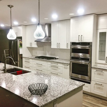 Sigle wall 20' IKEA kitchen with 8' island. Grimslov off-white IKEA finish