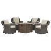 GDF Studio 5-Piece Venturi Outdoor Swivel Club Chairs With Brown Gas Fire Pit