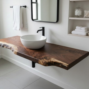 Customizable Live Edge Walnut Vanity Tops, Made-To-Order