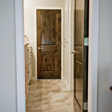 Knotty Alder Stained Dark with White Trim