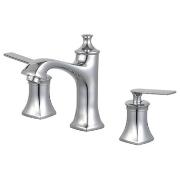 Aversa Double Handle Polished Chrome Widespread Faucet With Drain Assembly