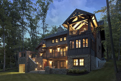 Mountain style three-story mixed siding gable roof photo in Baltimore