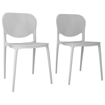 Amazonia Isa White Resin Side Chair, Set of 2