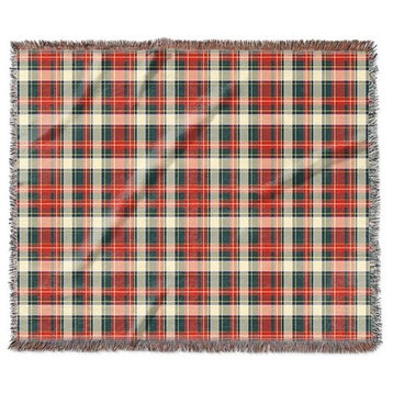 "Tartan Plaid in Traditional Holiday Colors" Woven Blanket 60"x50"