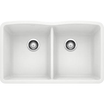 Blanco 440185 19.25"x32" Granite Double Undermount Kitchen Sink, White