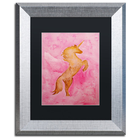 Nicole Dietz 'The Unicorn' Matted Framed Art, Silver Frame, Black, 14x11