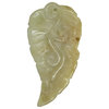Hand Carved Chinese Natural Jade Pixiu On Leaf Pendant Fengshui Figure
