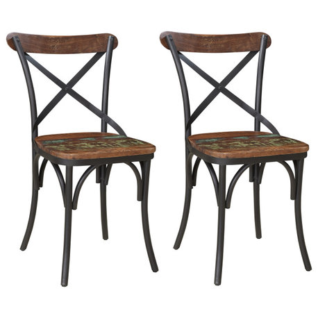 Emmett Cross-Back Side Chair, Set of 2, Recycled Multicolor