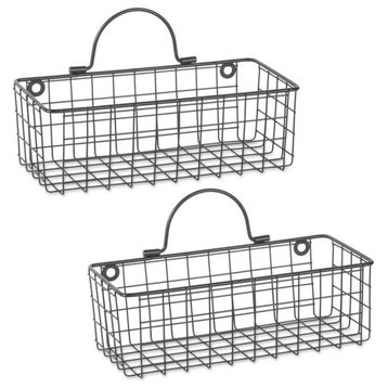 DII 5.5" Modern Style Iron Wire Small Wall Baskets in Black (Set of 2)