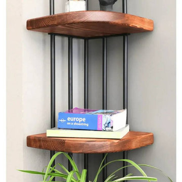 Fargo Solid Pine Wood Corner Bookcase | Space-Saving Rustic Storage Design