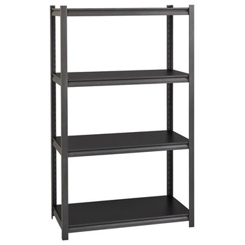 Hirsh 3200 Riveted Metal Shelving 4-Shelf Unit 18Dx36Wx60H Gunmetal Gray/Black