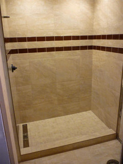 Bathroom Getting Tiled Now Schluter Strip Alternative He Used A Succession Of Fine Grits On Grinder Until The Edge Got Really Glossy This Doesn T Work With All Porcelain Tiles Particularly If There Is