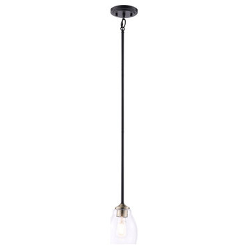 Minka Lavery Winsley 1-Light Pendant 2430-878, Coal And Stained Brass