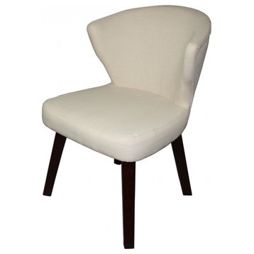 31 Cream and Black Wooden Curve Back Dining or Accent Chair