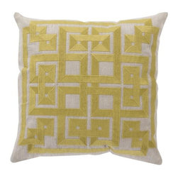 Taupe Square Pillow with Lime Detail by Surya - Decorative Pillows