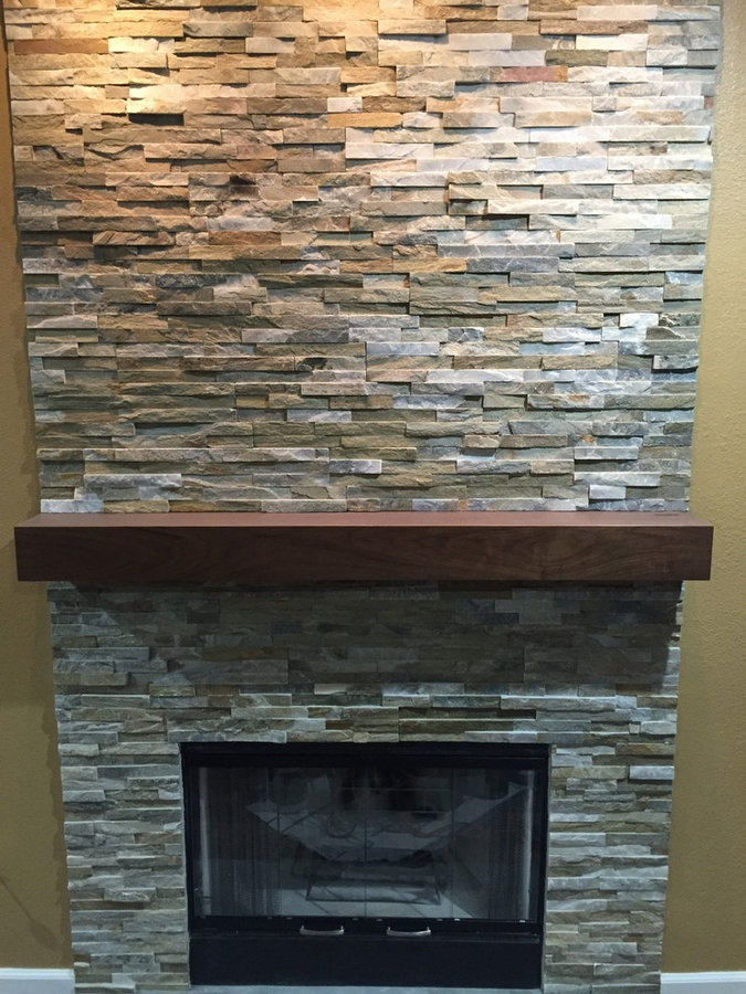 Walnut modern mantel