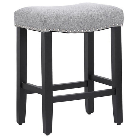 24" Upholstered Saddle Seat Counter Stool in Gray